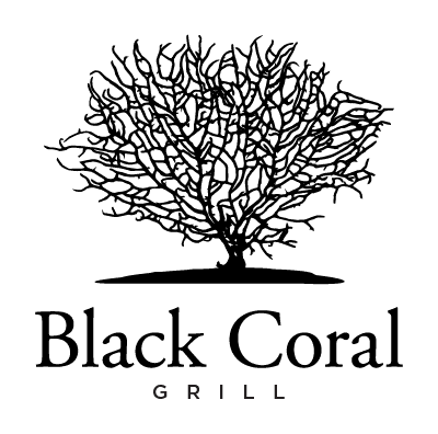 A black coral grill logo