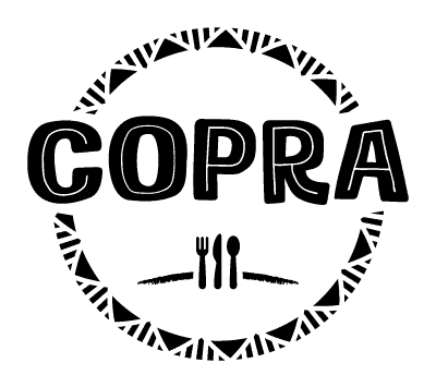 A copra logo and a utensils icon