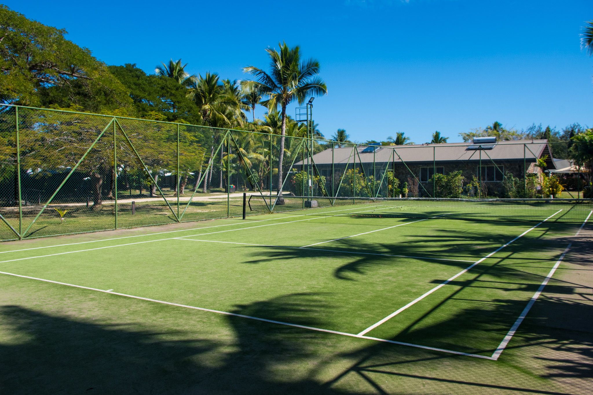 A lawn tennis court.