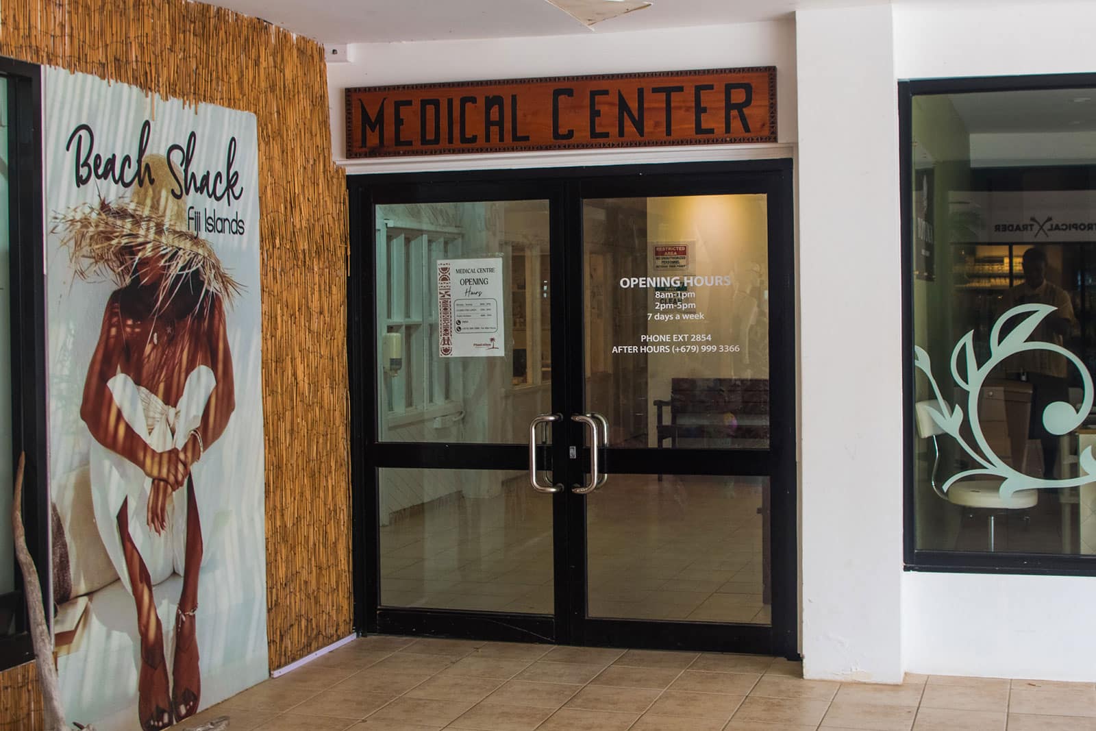 A photo of medical center entrance.