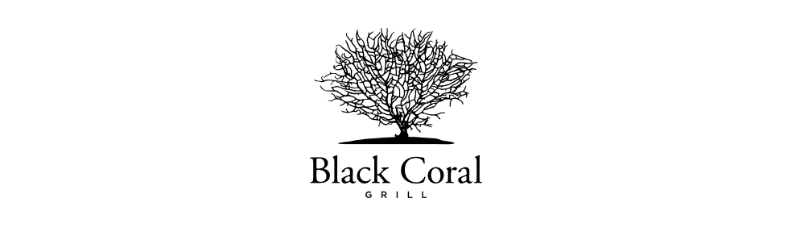 A black coral grill logo